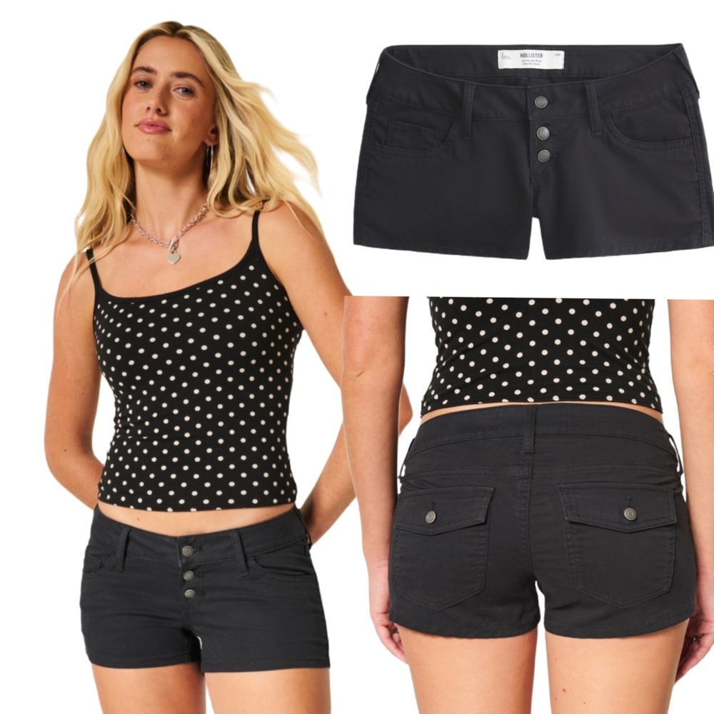 HOLLISTER Black Low Rise Twill Shortie Shorts NEW WITH TAGS
